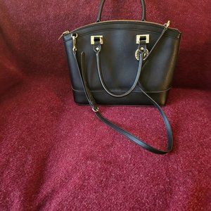 Ann Klein Large Dome Satchel black with gold details